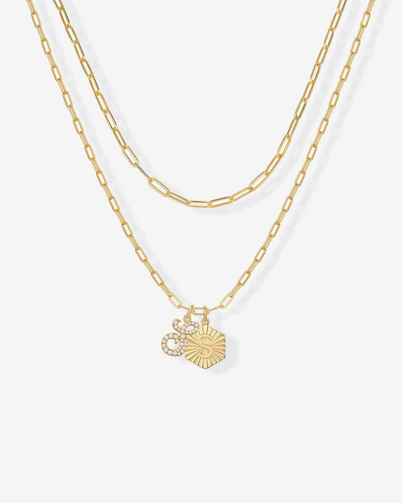 Initial Layered Pendant 2406-N01_Yellow Gold_S  