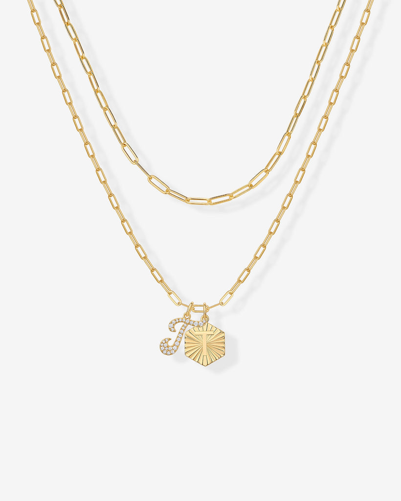 Initial Layered Pendant 2406-N01_Yellow Gold_T  