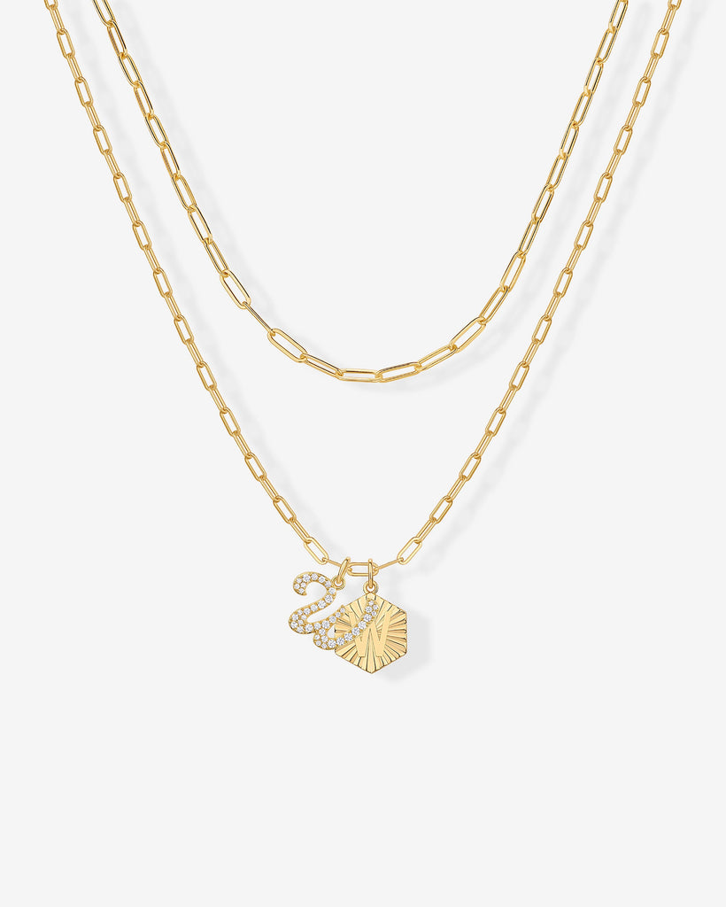 Initial Layered Pendant 2406-N01_Yellow Gold_W  