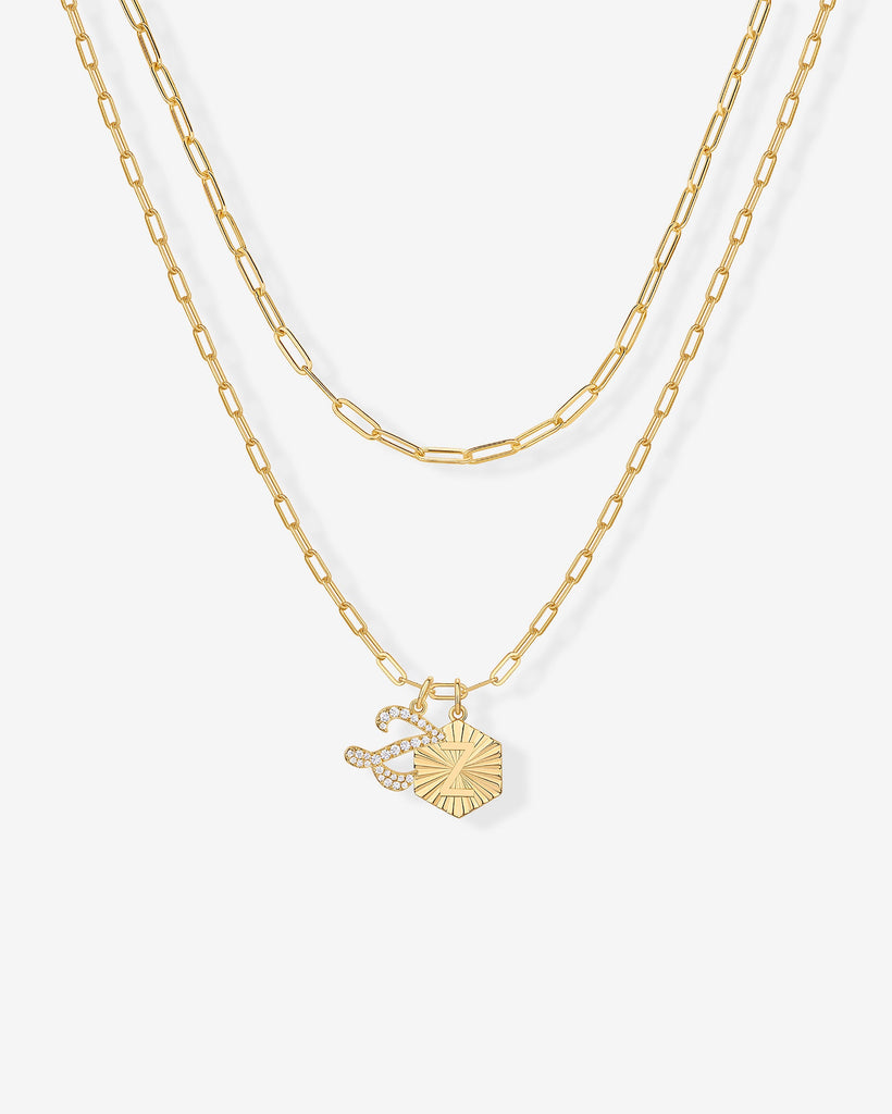 Initial Layered Pendant 2406-N01_Yellow Gold_Z  