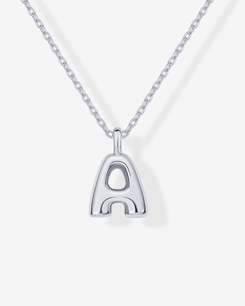 Bubble Initial Pendant #Variant_White Gold / A  
