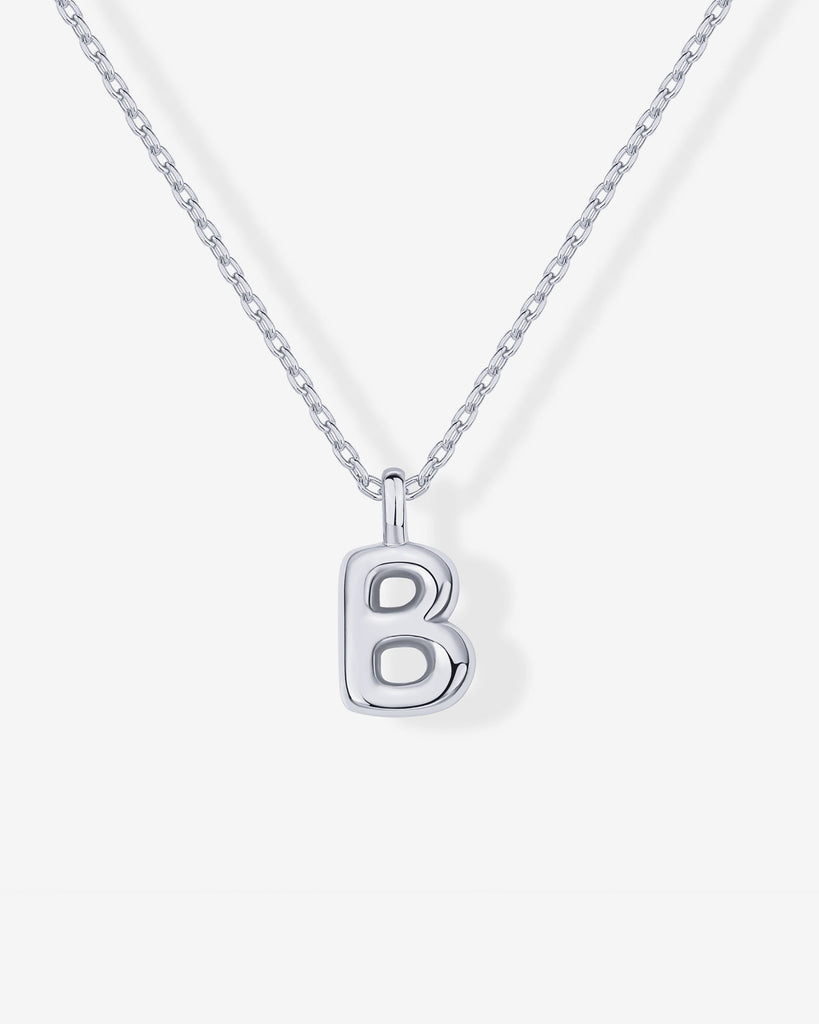 Bubble Initial Pendant #Variant_White Gold / B  