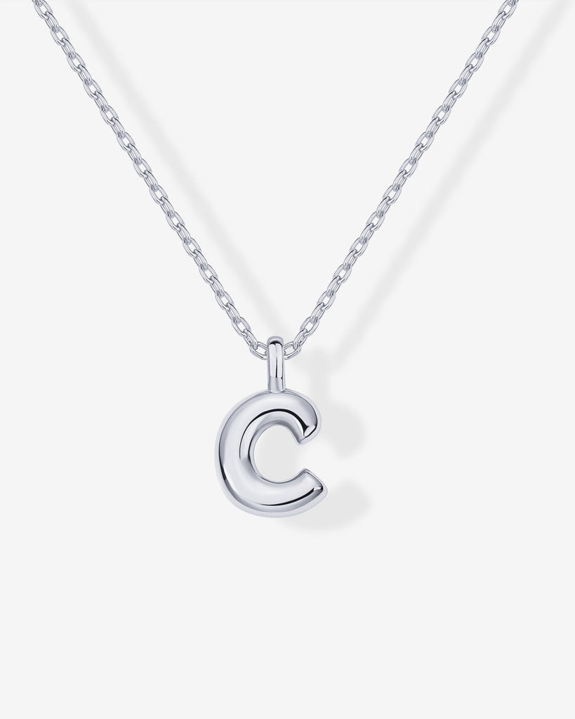 Bubble Initial Pendant #Variant_White Gold / C  