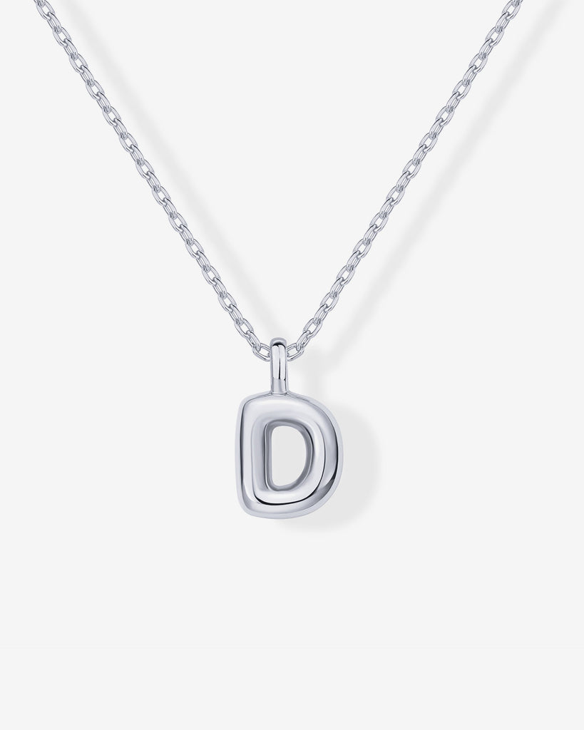 Bubble Initial Pendant #Variant_White Gold / D  
