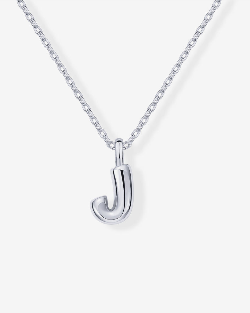 Bubble Initial Pendant #Variant_White Gold / J  