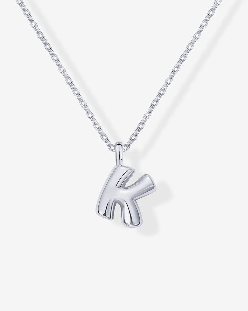 Bubble Initial Pendant #Variant_White Gold / K  