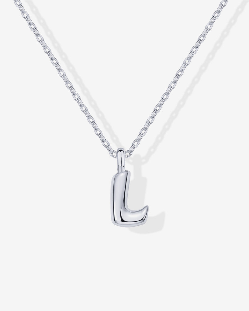 Bubble Initial Pendant #Variant_White Gold / L  