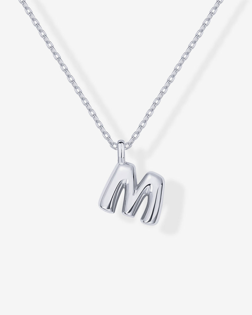 Bubble Initial Pendant #Variant_White Gold / M  