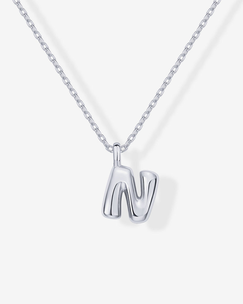 Bubble Initial Pendant #Variant_White Gold / N  