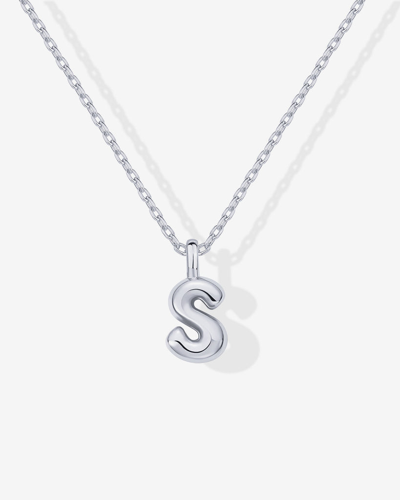 Bubble Initial Pendant #Variant_White Gold / S  