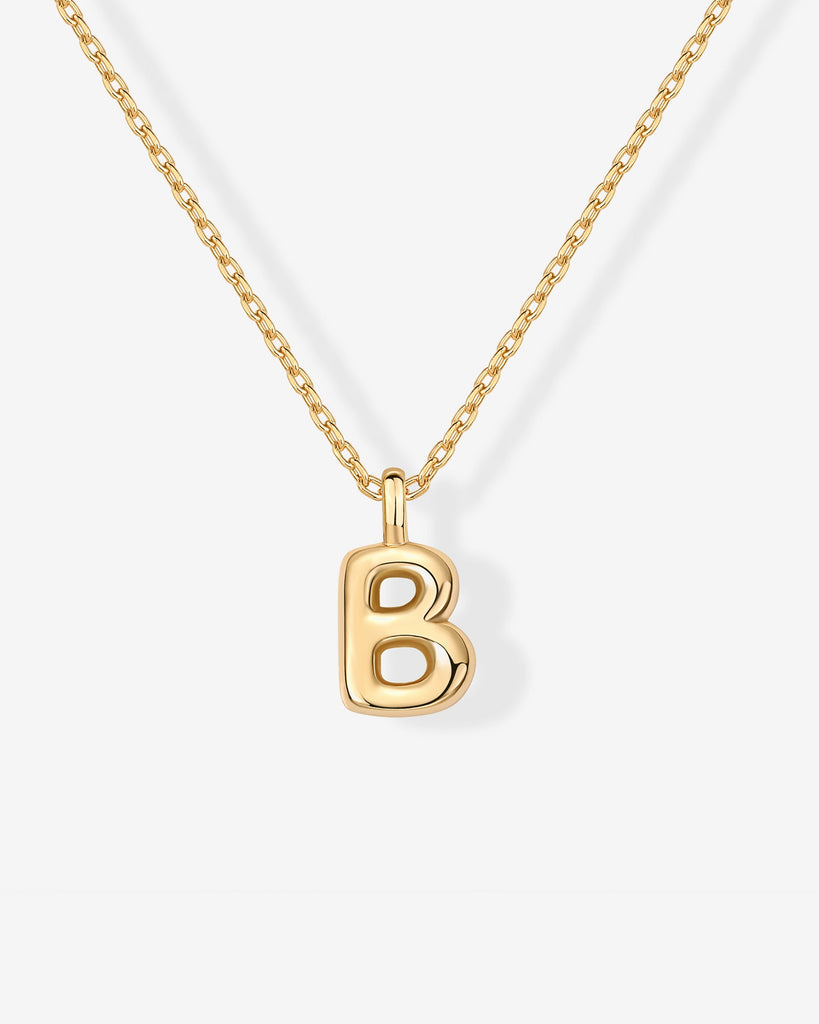 Bubble Initial Pendant #Variant_Yellow Gold / B  