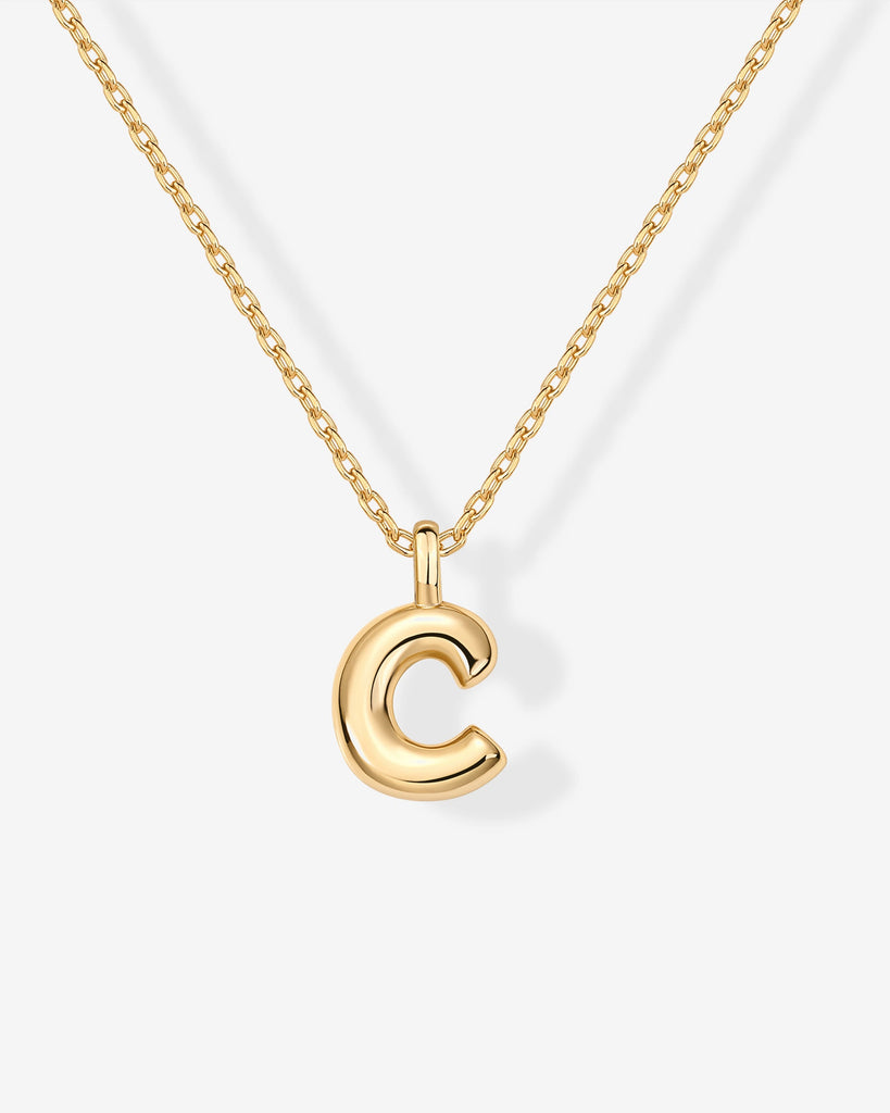 Bubble Initial Pendant #Variant_Yellow Gold / C  