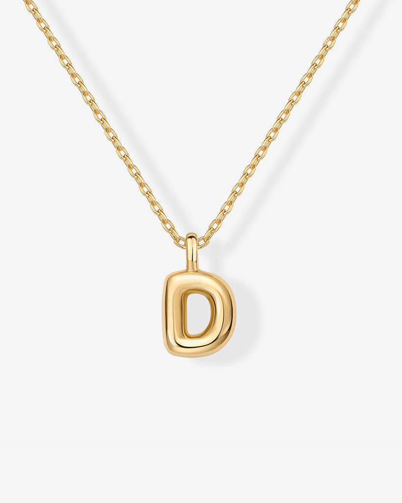 Bubble Initial Pendant #Variant_Yellow Gold / D  