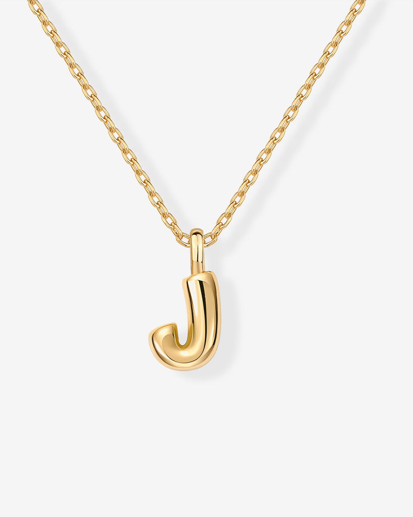 Bubble Initial Pendant #Variant_Yellow Gold / J  