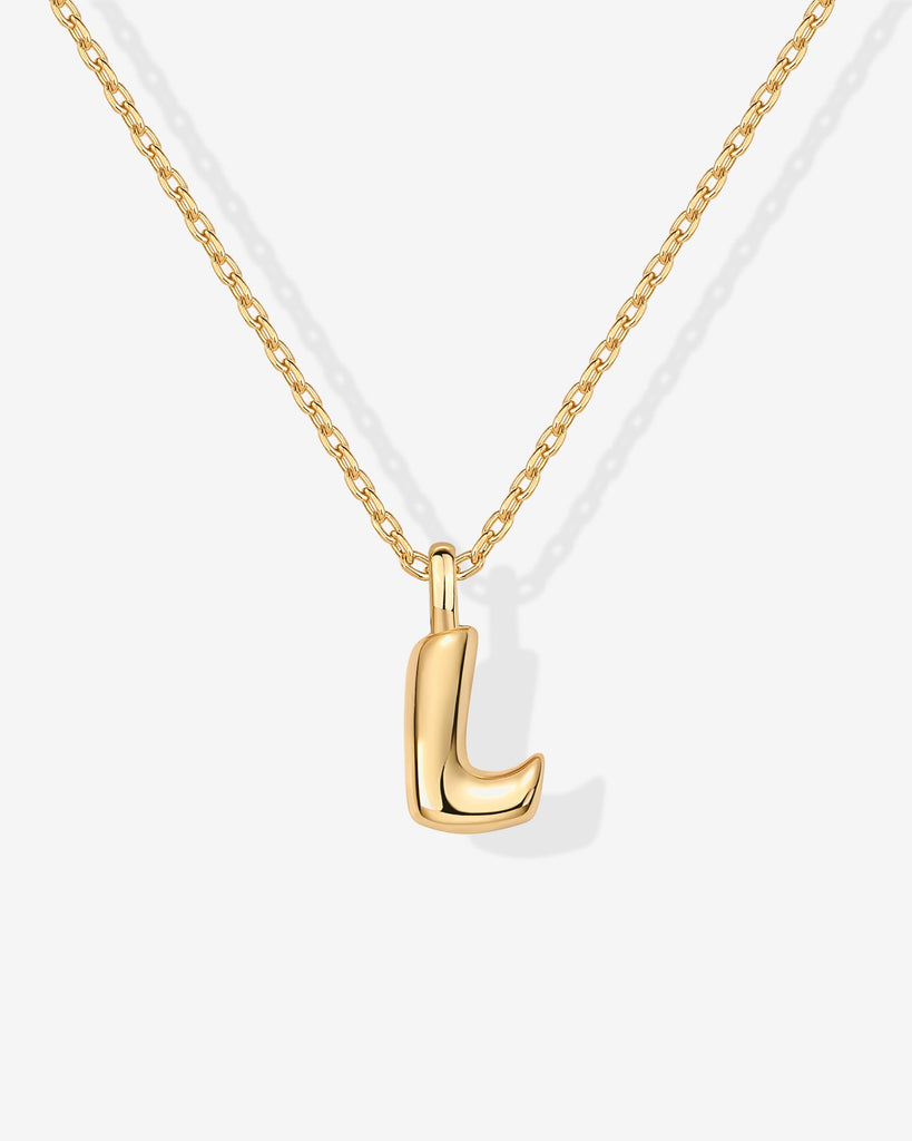 Bubble Initial Pendant #Variant_Yellow Gold / L  