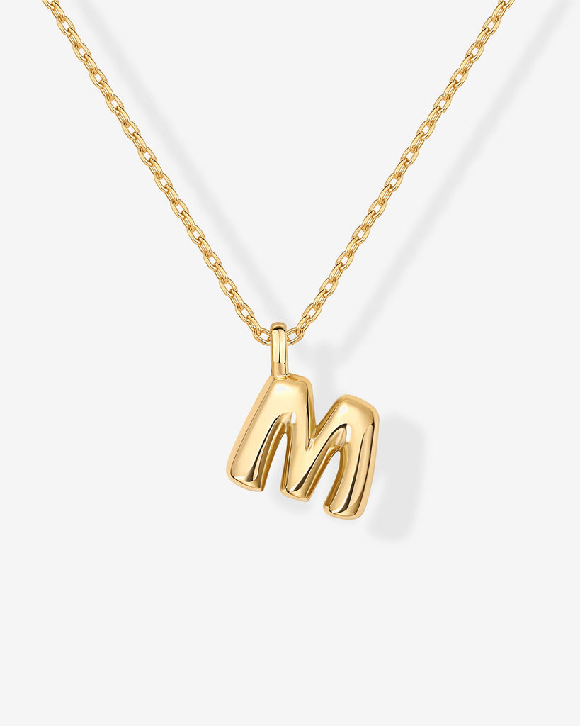 Bubble Initial Pendant #Variant_Yellow Gold / M  