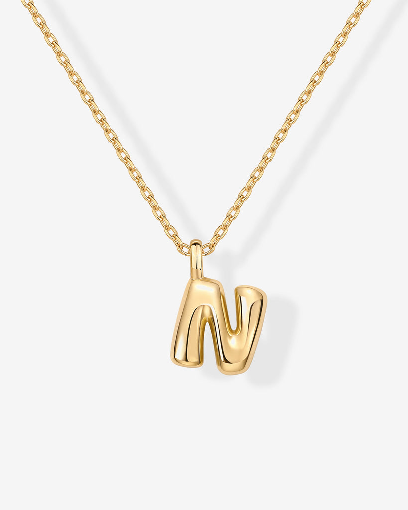 Bubble Initial Pendant #Variant_Yellow Gold / N  