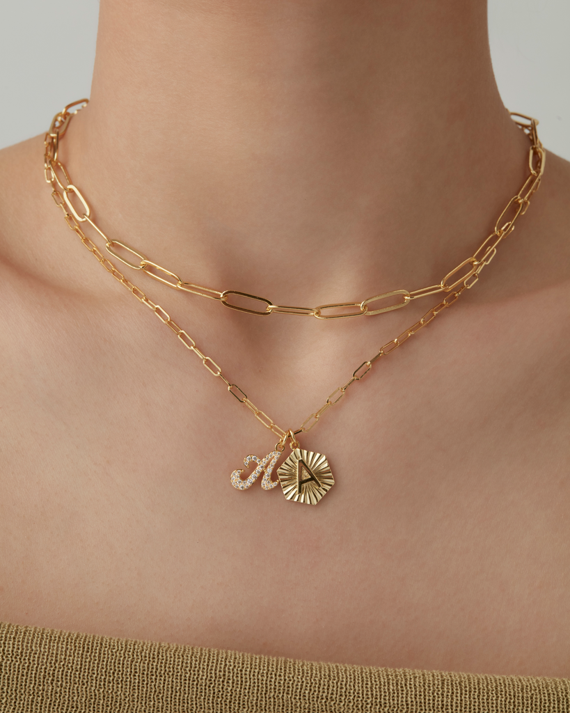 Initial Layered Pendant 2406-N01_Yellow Gold_S  