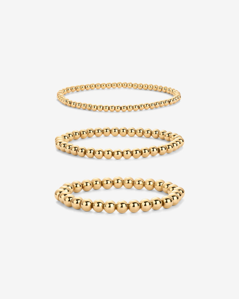 Gold Beaded Bracelet Trio   
