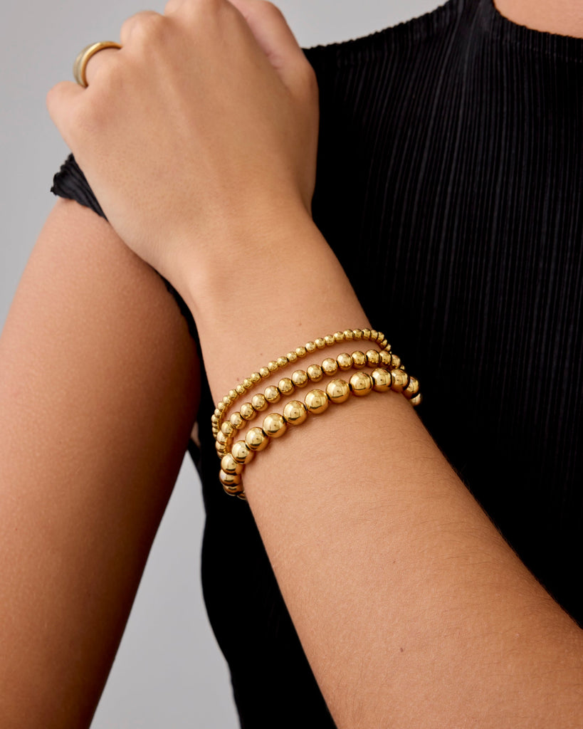 Gold Beaded Bracelet Trio   