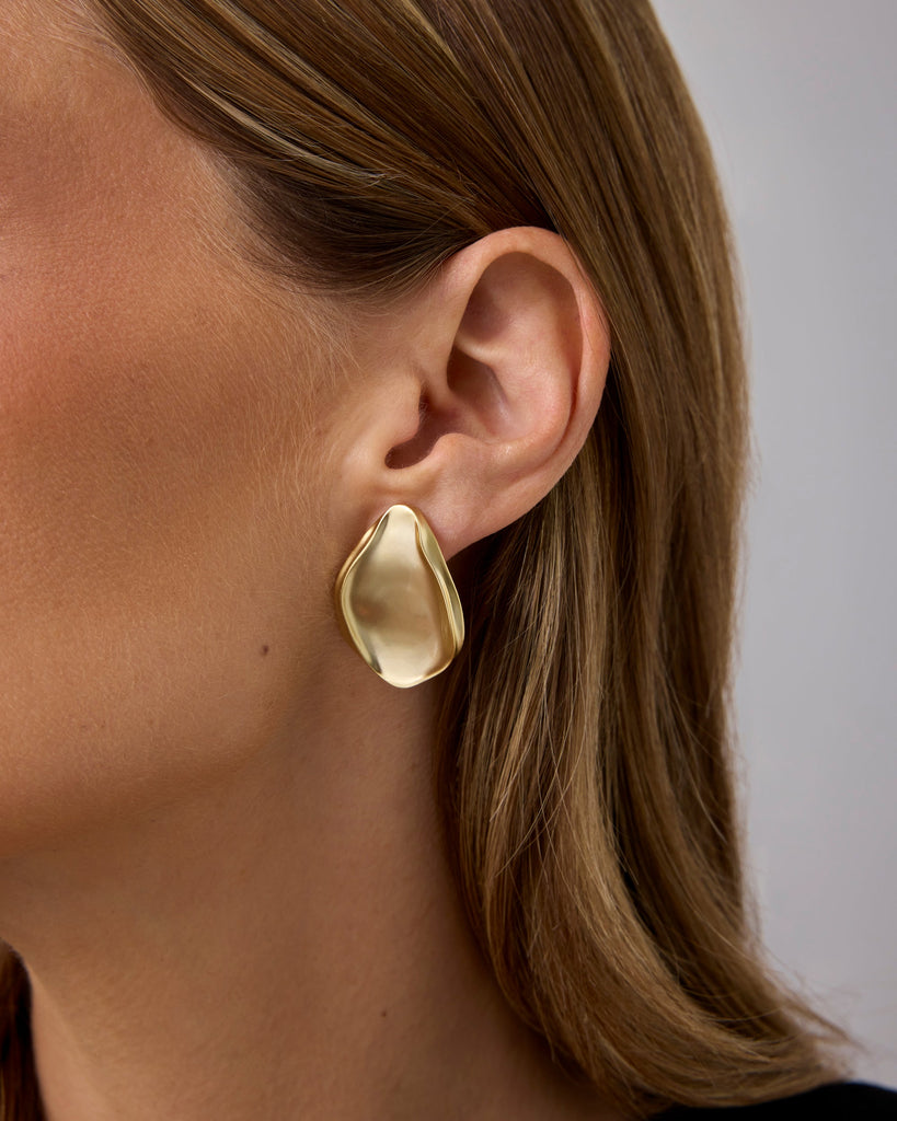 Textured Teardrop Studs #Variant_White Gold  
