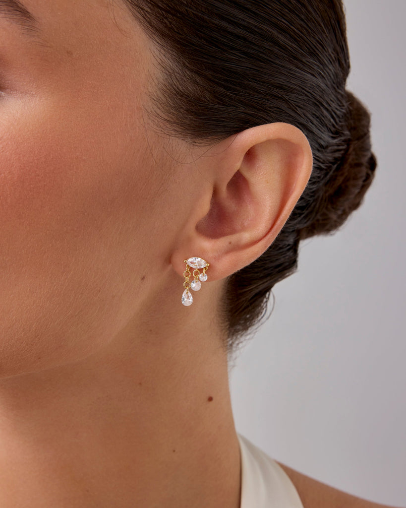 Crying Dangle Studs #Variant_White Gold  