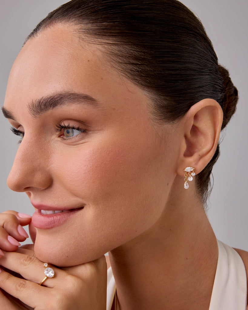 Crying Dangle Studs #Variant_Yellow Gold  
