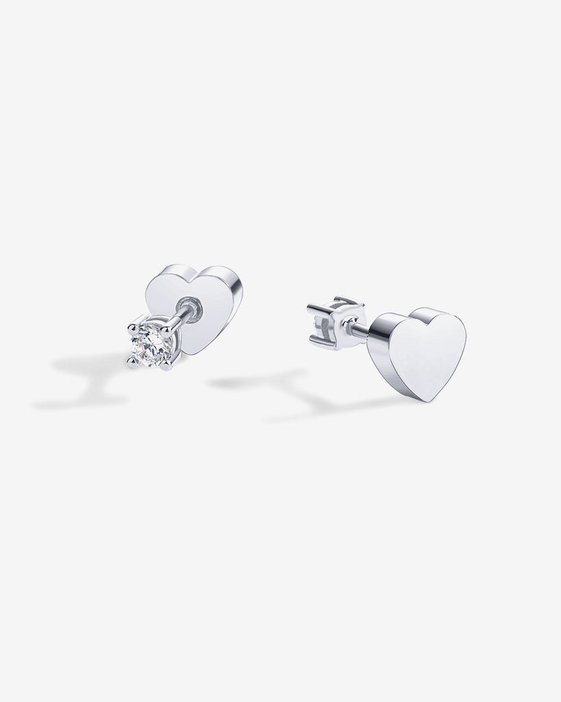 Two-Way Heart Studs #Variant_White Gold  