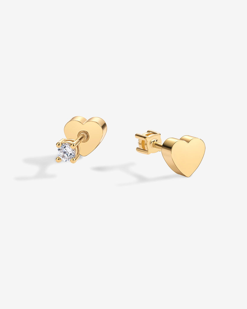 Two-Way Heart Studs #Variant_Yellow Gold  