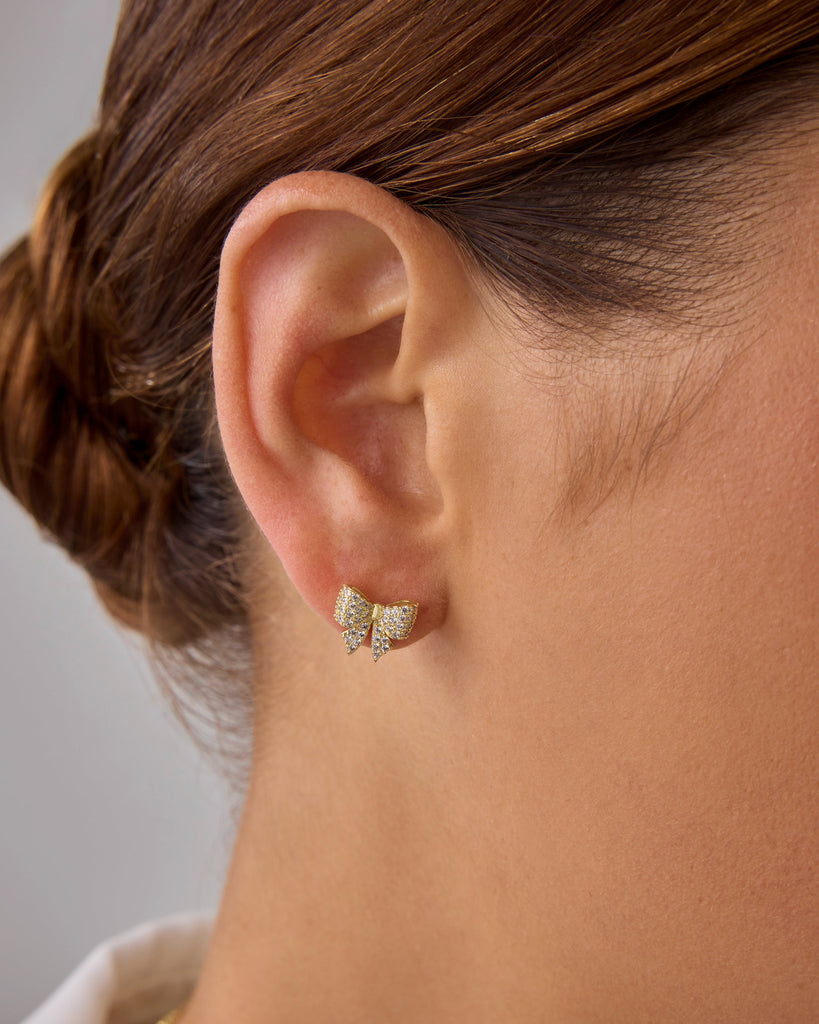 Coquette Bow Studs #Variant_White Gold  