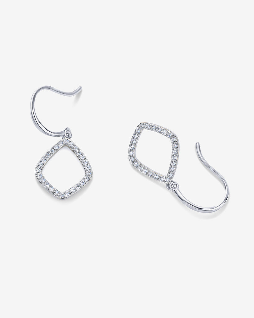 Teardrop Geometric Dangle Earrings #Variant_White Gold  