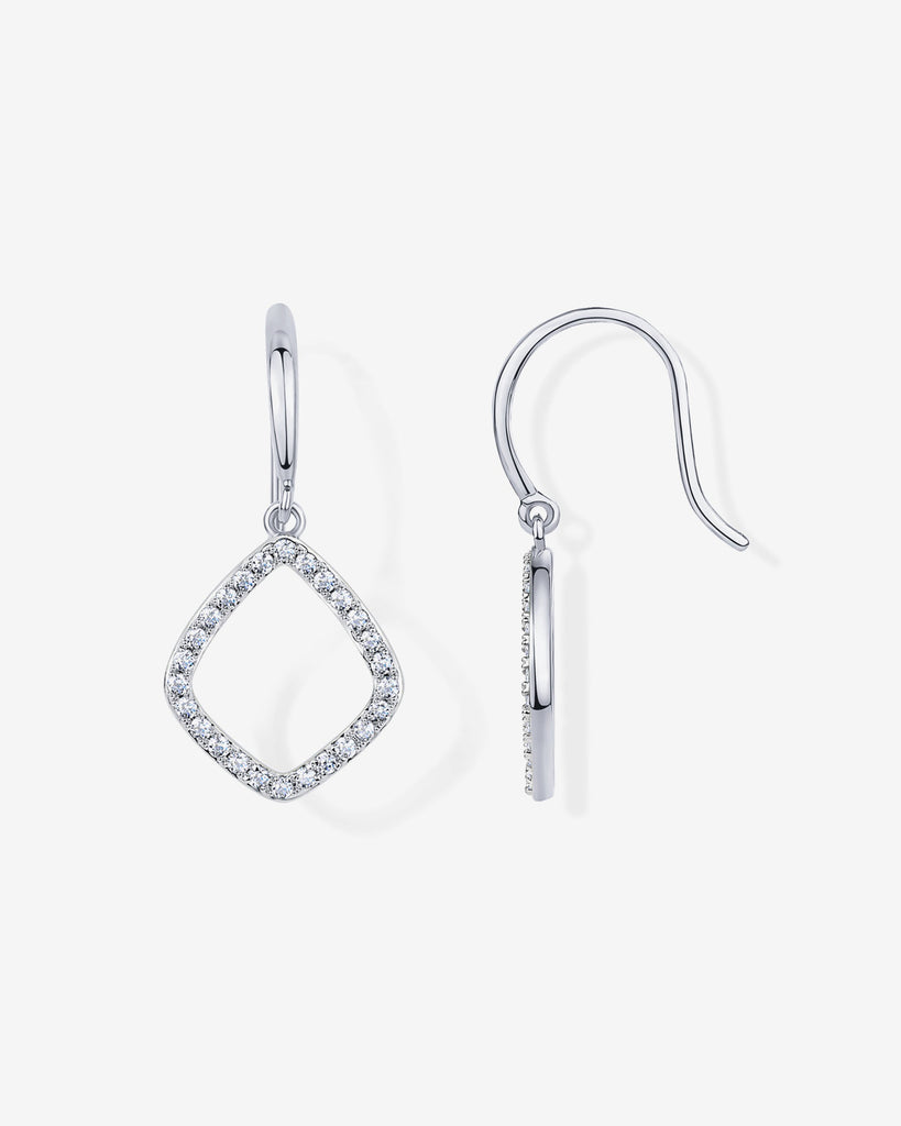 Teardrop Geometric Dangle Earrings #Variant_White Gold  