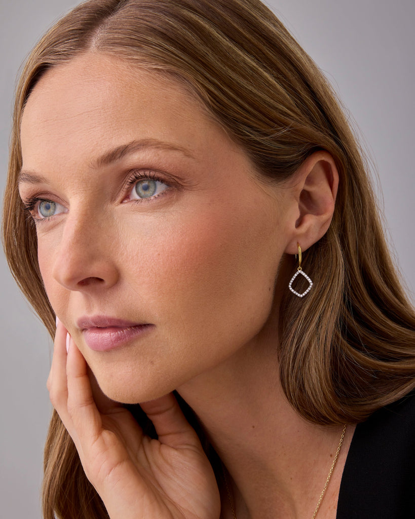 Teardrop Geometric Dangle Earrings #Variant_Yellow Gold  