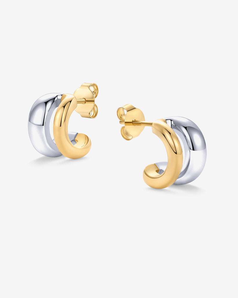 Seeing Double Two-Tone Hoops #Variant_White and Yellow Gold  