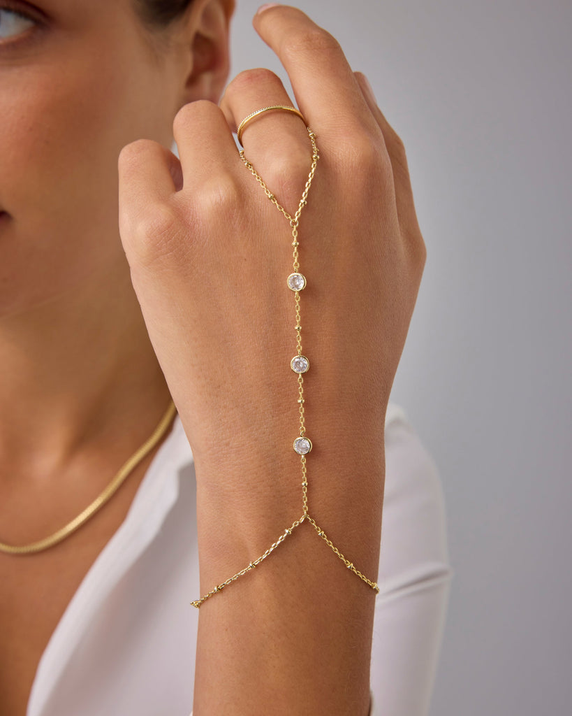 Glitter Wave Hand Chain #Variant_White Gold  