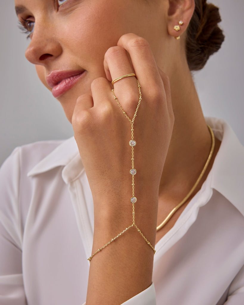 Glitter Wave Hand Chain #Variant_White Gold  