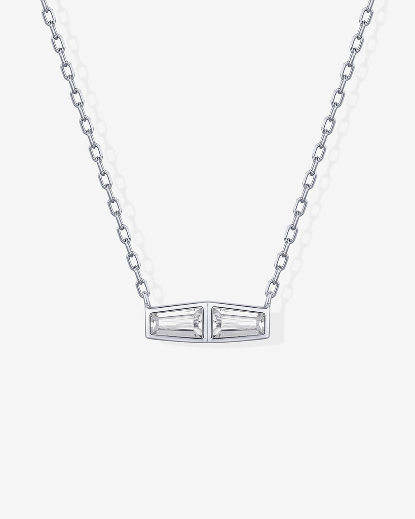 Double Baguette Necklace #Variant_White Gold  