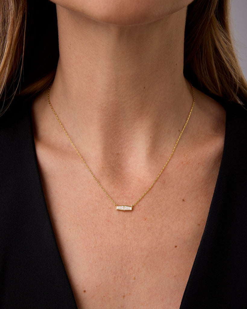 Double Baguette Necklace #Variant_Yellow Gold  