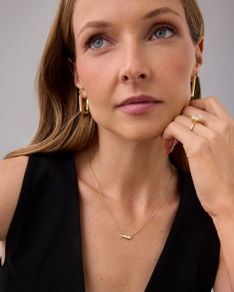 Double Baguette Necklace #Variant_Yellow Gold  