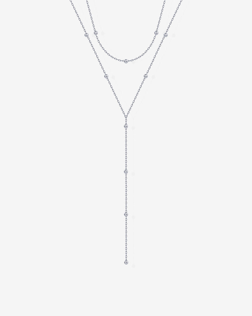 Beaded Tassel Lariat Necklace #Variant_White Gold  
