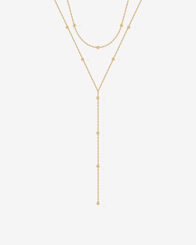Beaded Tassel Lariat Necklace #Variant_Yellow Gold  