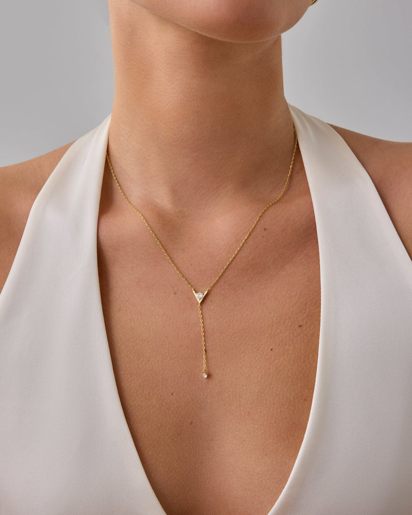 Mini Drop Lariat Necklace #Variant_Yellow Gold  