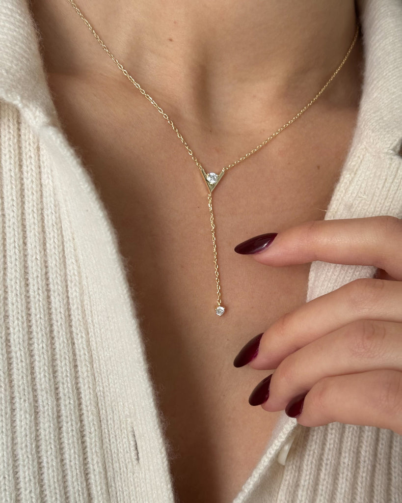 Mini Drop Lariat Necklace #Variant_Yellow Gold  