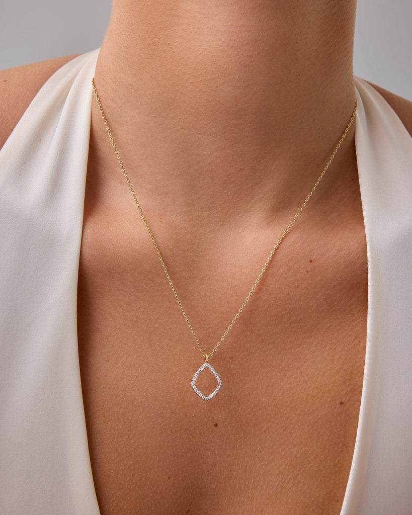 Geo Dangle Necklace #Variant_White Gold  