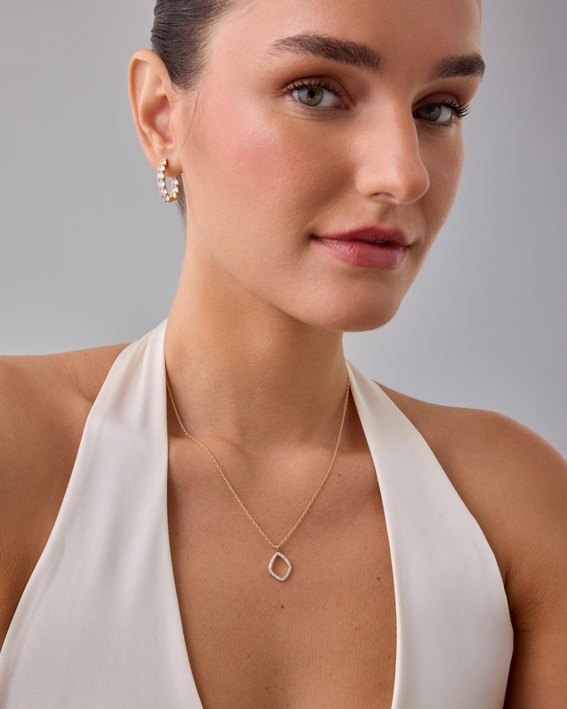 Geo Dangle Necklace #Variant_White Gold  