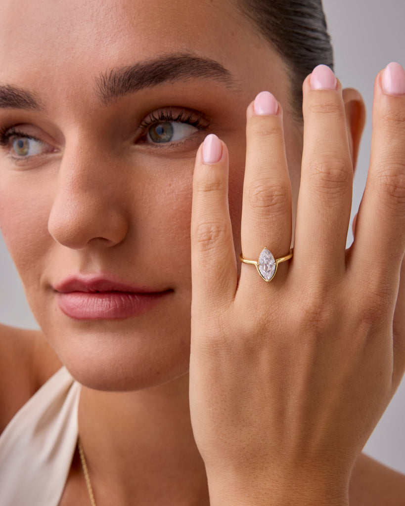 I Love Love Marquise Ring #Variant_White Gold  
