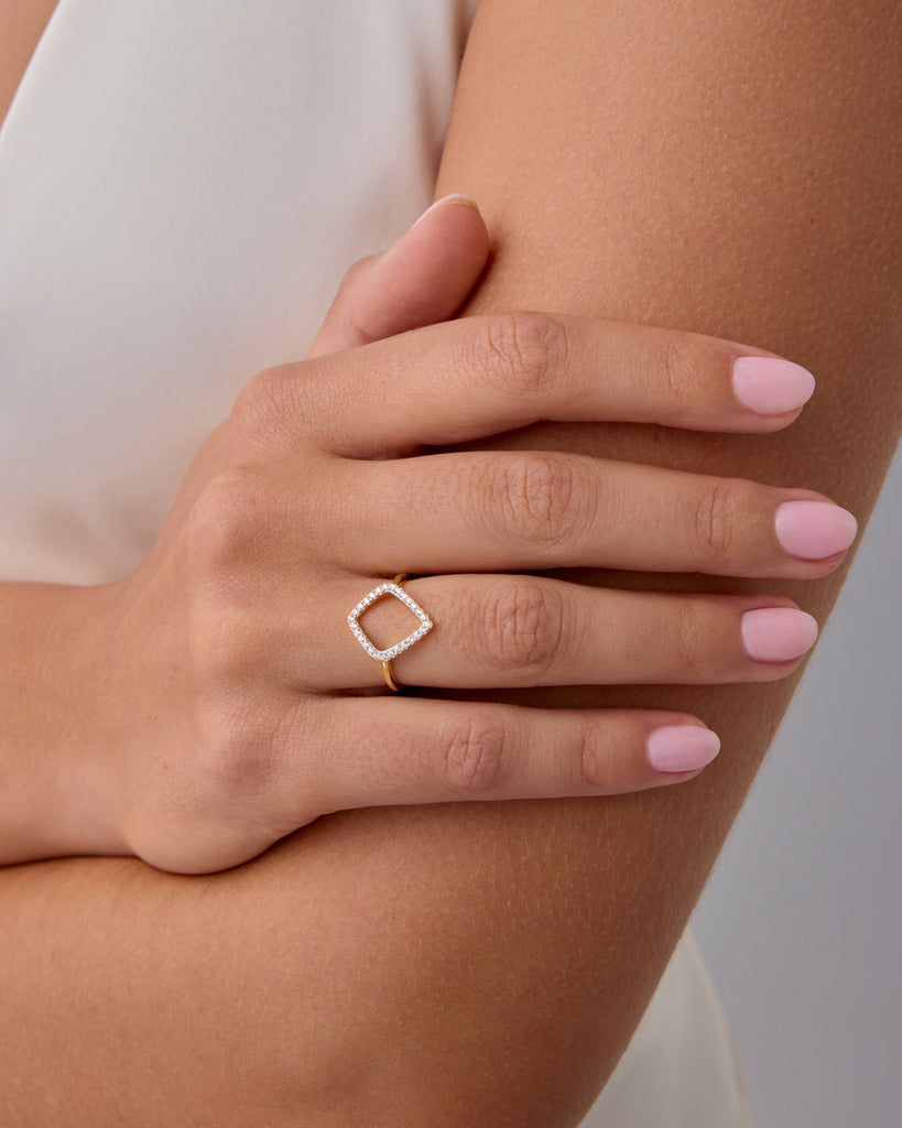 Geo Diamond Ring #Variant_White Gold  
