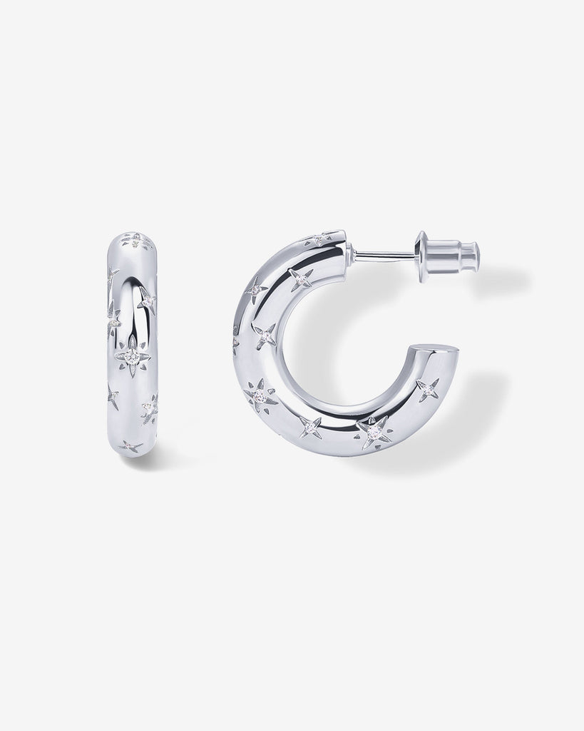 Starburst Hoop Earrings #Variant_White Gold/20 Millimeters  