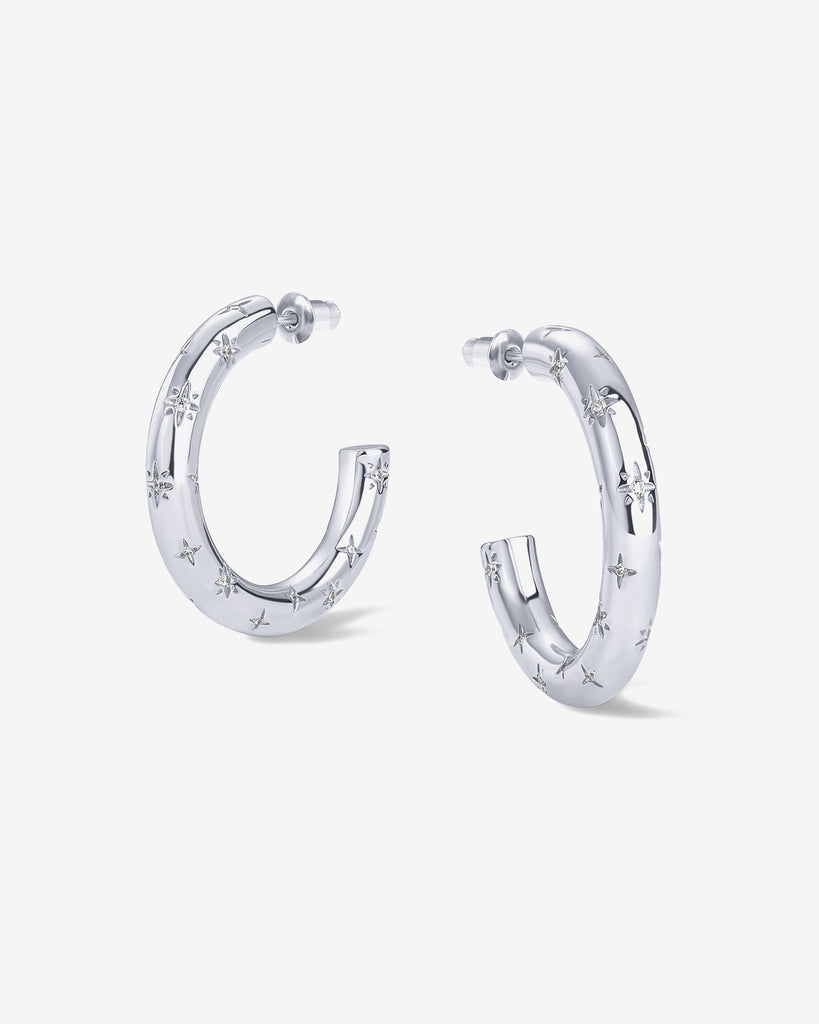 Starburst Hoop Earrings #Variant_White Gold/30 Millimeters  