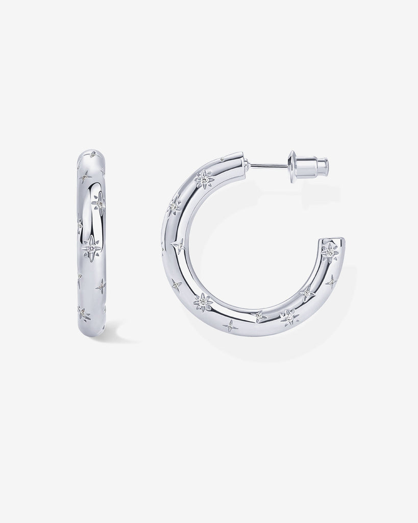 Starburst Hoop Earrings #Variant_White Gold/30 Millimeters  